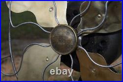Antique Emerson Desk Fan type 28646 Tesla Technology Works Good Brass Blades 12