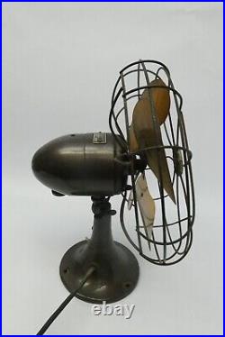 Antique Emerson Electric 6250-K Brass Blade Oscillating Desk Fan Broken Parts