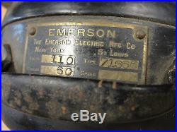Antique Emerson Electric Brass 6 Blade No 4148 110 Volt 3 Speed Oscillating Fan