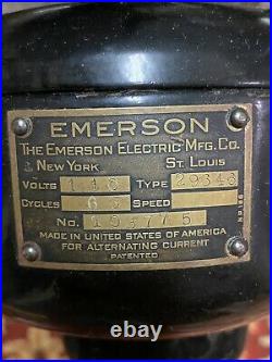 Antique Emerson Electric Fan 12 Brass Blades #29646 Oscillates Very Good Works