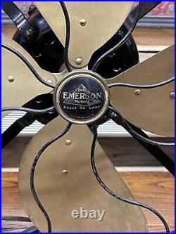 Antique Emerson Electric Fan 16 Brass Blades #29648 Oscillates -Works