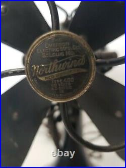 Antique Emerson Electric Northwind Oscillating 10 3 Speed Fan Type 450-Working