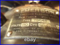 Antique Emerson Fan 4 Blade 16-inch 73648 3-speed Oscillating working. Restore