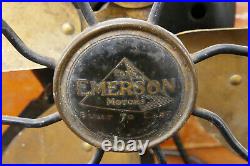 Antique Emerson Fan 4 Blade Brass Blade 16 Inch 73648 3-speed Oscillating WORKS