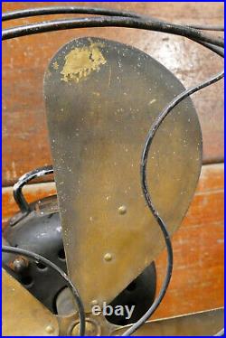Antique Emerson Fan 4 Blade Brass Blade 16 Inch 73648 3-speed Oscillating WORKS