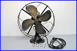 Antique Emerson Fan 4-Brass Blade 16-inch 73648 3-speed Oscillating WORKS