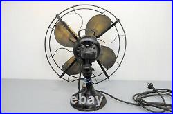 Antique Emerson Fan 4-Brass Blade 16-inch 73648 3-speed Oscillating WORKS