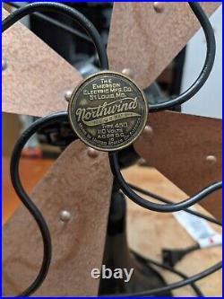 Antique Emerson Northwind Type 450 Oscillating Desk Fan 1930 Tested Works