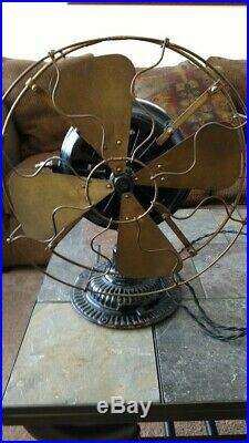 Antique Emerson Pancake electric Trojan fan 5110 12 brass blades working