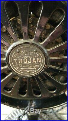 Antique Emerson Pancake electric Trojan fan 5110 12 brass blades working