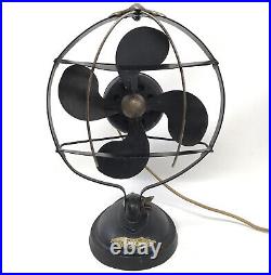 Antique Emerson Sea Gull Black Fan, 4-blade Desk Table Fan, Tested Working 12