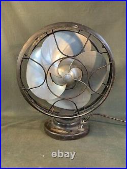 Antique Emerson Silver Swan Fan Works Vintage Art Deco Single Speed Fan