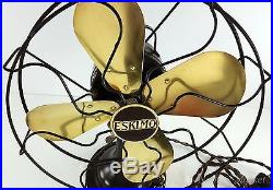 Antique Eskimo Brass Fan, 12 Oscillating 1920's Model 45 United Electrical Mfg