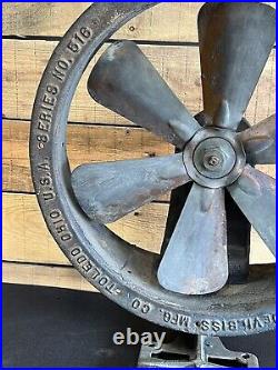 Antique Exhaust Fan DeVilbiss Mfg Co Compressed Air Brass Blades HTF