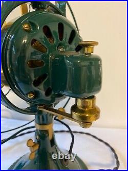 Antique Fan General Electric G. E. Brass Green Paint Restored