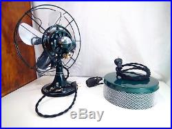 Antique G. E. 10DC/ 32 volt two speed oscillating electric fan withaluminum blades