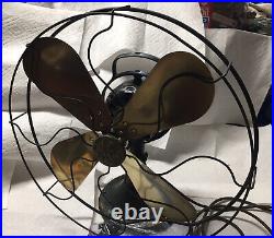 Antique GE 16 Brass Blade oscillating electric fan working
