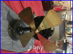 Antique GE 1901 pancake fan works great cast iron and brass minor chips As Is
