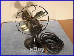 Antique GE 6 Fan Series A1 Restored, Black with Brass Blades