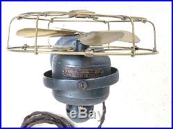 Antique GE 8 All-Brass Oscillator, Brass Blade & Cage Fan, Runs Well, No Cracks