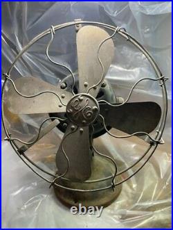 Antique GE BMY 12 fan c. 1908 Brass Cage/Blades As is/for parts