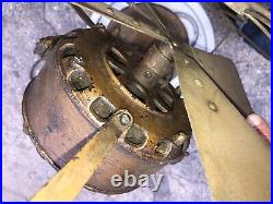 Antique GE Brass Blade Fan Pancake Motor Works Needs Restoration