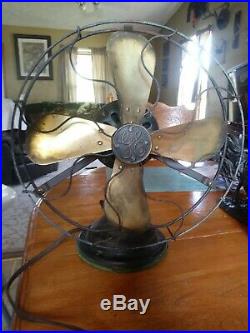 Antique GE Brass Blade Fan Type AUU From AD1 Runs Great 13