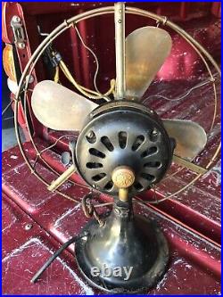 Antique GE Brass Blade Oscillating Desk Fan - Cord Cut Selling As Is
