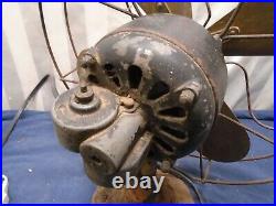 Antique GE Cast Iron 17 Fan With 4 Brass Blades Oscillating AS IS for Repair