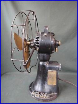 Antique GE Coin Operated Brass Blade Fan Works General Electric Hotel Fan