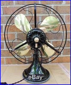 Antique GE Desk Fan. 16 Brass Blades. Fully Reworked. 1922, Cast Iron, Nice