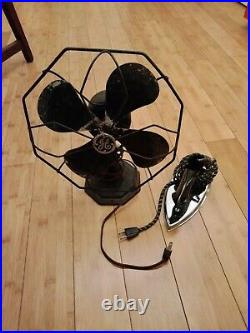 Antique GE Electric Fan & Iron & Kettle