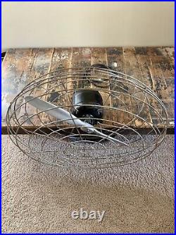 Antique GE Electric Mountable Industrial Caged 2 Blade Aircraft Propeller Fan