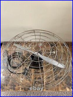 Antique GE Electric Mountable Industrial Caged 2 Blade Aircraft Propeller Fan