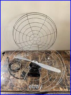 Antique GE Electric Mountable Industrial Caged 2 Blade Aircraft Propeller Fan