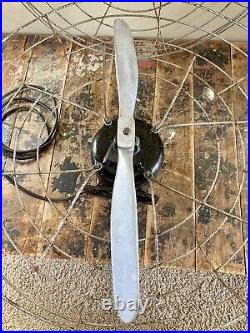 Antique GE Electric Mountable Industrial Caged 2 Blade Aircraft Propeller Fan