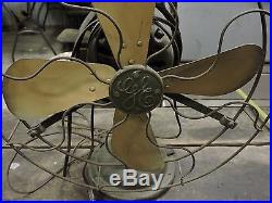 Antique GE Four Blade Brass Desk Fan, Osculating, 1918, Works, Old (BX)