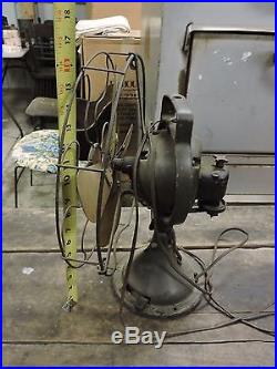 Antique GE Four Blade Brass Desk Fan, Osculating, 1918, Works, Old (BX)