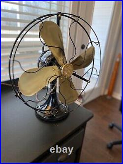 Antique GE General Electric 16 Oscillating Fan with Brass Blades and loop handle