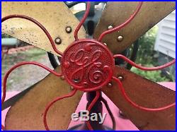 Antique GE General Electric 75425 AOU Brass Blade Fan 3 Speed Oscillating WORKS