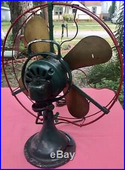 Antique GE General Electric 75425 AOU Brass Blade Fan 3 Speed Oscillating WORKS