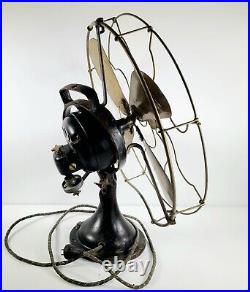 Antique GE General Electric Brass Blade Fan, 17 Cage, Height 20 Oscillating