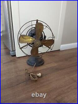 Antique GE General Electric Brass Blade Fan & Cage 12 Blades 1901 UNTESTED