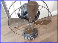 Antique GE General Electric Brass Blade Fan & Cage 12 Blades 1901 UNTESTED