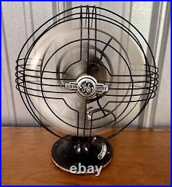 Antique GE General Electric Vortalex Metal Cage Oscillating Desk Fan Gatsby Deco