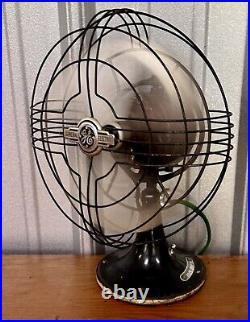 Antique GE General Electric Vortalex Metal Cage Oscillating Desk Fan Gatsby Deco