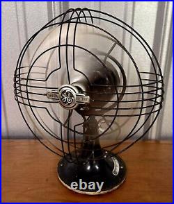 Antique GE General Electric Vortalex Metal Cage Oscillating Desk Fan Gatsby Deco