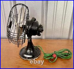 Antique GE General Electric Vortalex Metal Cage Oscillating Desk Fan Gatsby Deco