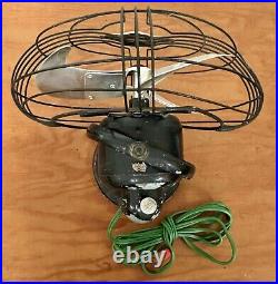 Antique GE General Electric Vortalex Metal Cage Oscillating Desk Fan Gatsby Deco