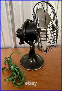 Antique GE General Electric Vortalex Metal Cage Oscillating Desk Fan Gatsby Deco